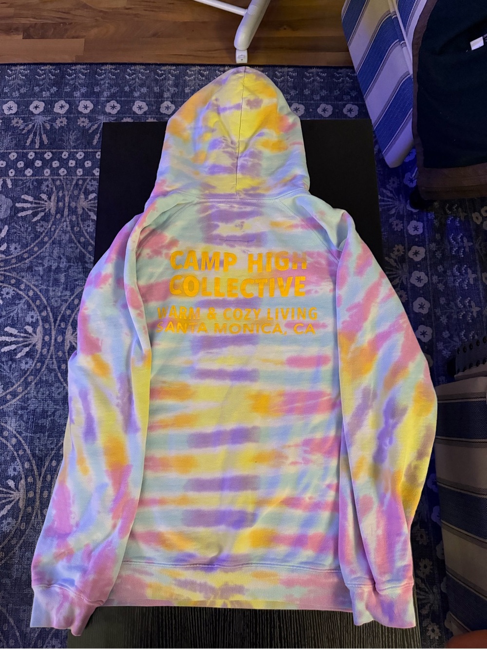Camp High Hand Dyed Tie-Dye Pastel Hoodie Sweatshirt - Multicolor - Picture 5 of 5